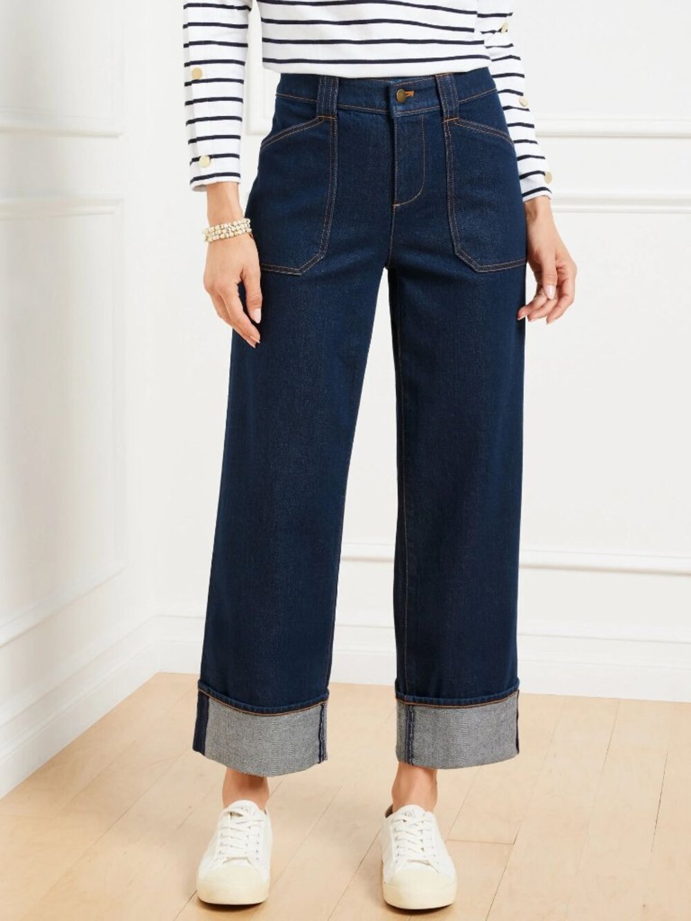 Talbots Straight Ankle Cuff Jeans - Warren Wash sz 16
